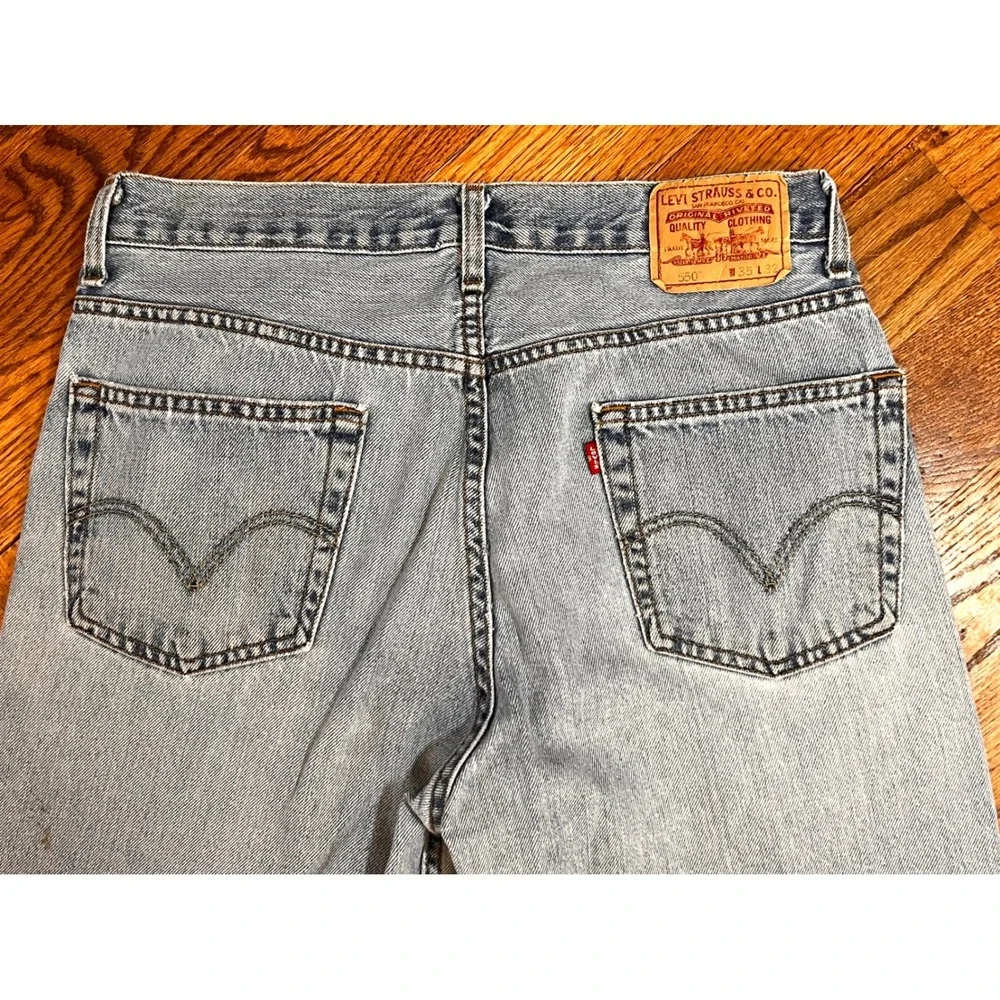 Levis 550 Relaxed Fit Mens Jeans Light Wash Denim W35 L32 Blue Cotton 00550-4891